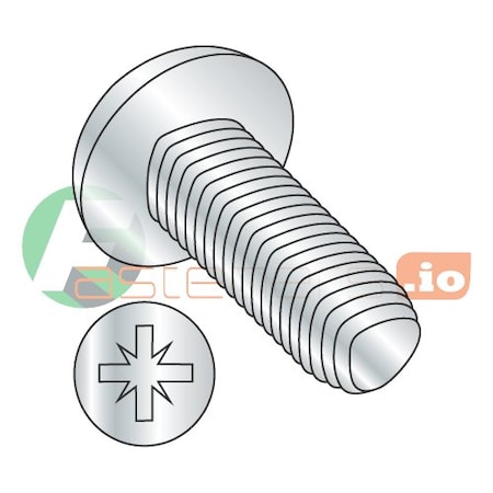 Thread Forming Screw, #6-32 X 5/16 In, Zinc Plated Steel Pan Head Pozidriv Drive, 10000 PK